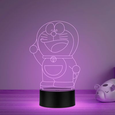 3D Illusion Doraemon Anime Led Night Lamp with Multicolored Kids Room & Home Decoration Lamp Best Birthday Gift for Children Girls Boys